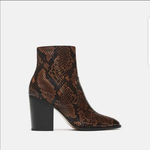 Zara Animal print heeled ankle boots